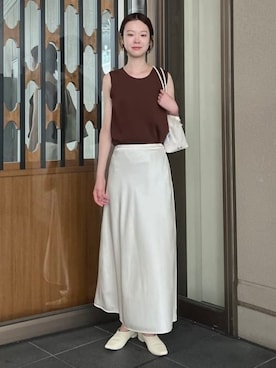 「Demi-Luxe BEAMS（デミルクス ビームス）のグロス イージースカート .M（スカート）」を使った、Demi-Luxe BEAMSさん（レディース・176cm）の夏コーディネート