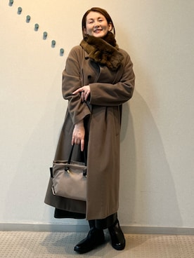 「ファー」｜「アイテム（ステンカラーコート）」を使った、Demi-Luxe BEAMSさん（レディース・163cm）の冬コーディネート