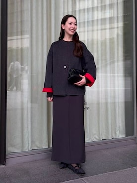 「Demi-Luxe BEAMS（デミルクス ビームス）のローウエスト レディ スカート .M（スカート、レッド系）」を使った、Demi-Luxe BEAMSさん（レディース・158cm）の秋コーディネート