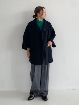 「オフィスカジュアル」｜「アイテム（ステンカラーコート）」を使った、Demi-Luxe BEAMSさん（レディース・157cm）の秋コーディネート