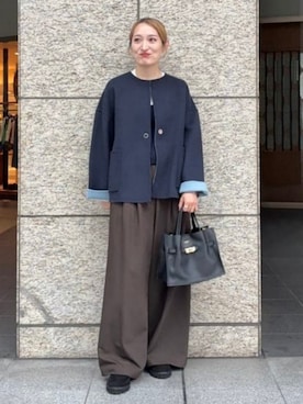 「アイテム（ノーカラーコート）」を使った、Demi-Luxe BEAMSさん（レディース・162cm）の秋コーディネート