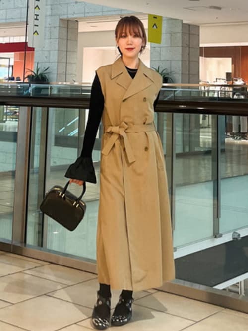 セール】【12/4値下げ】ノースリーブ ロングトレンチ ワンピース