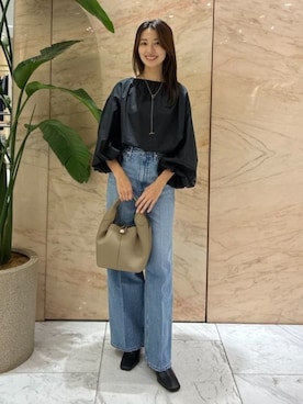 「upperhights（アッパーハイツ）の【別注】upper hights / THE SISTER デニムパンツ BRUME（デニムパンツ、ブルー系）」を使った、Demi-Luxe BEAMSさん（レディース・164cm）の夏コーディネート