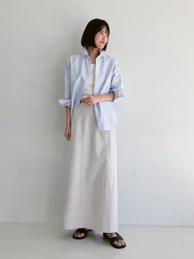 「Demi-Luxe BEAMS（デミルクス ビームス）のAK+1 / フロント 切り替え スカート（Skirt、ブラック系）」を使った、Demi-Luxe BEAMSさん（レディース・164cm）の春コーディネート