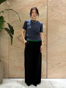 「Demi-Luxe BEAMS（デミルクス ビームス）のAK+1 / シアー Tシャツ（T Shirts、ブルー系）」を使った、Demi-Luxe BEAMSさん（レディース・164cm）の春コーディネート