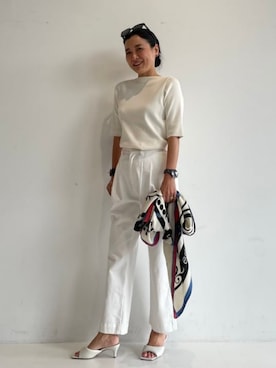 「woadblue（ウォードブルー）のアイテム（パンツ）」を使った、Demi-Luxe BEAMSさん（レディース・163cm）の夏コーディネート