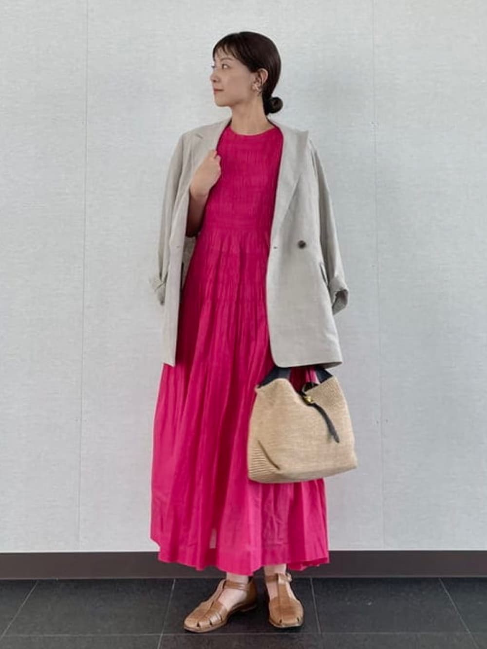 ne Quittez pas (ヌキテパ)　ワンピース ピンク ふわふわ ne Quittez pas / ヌキテパ】COTTON DOBBY FRILL COLLAR
