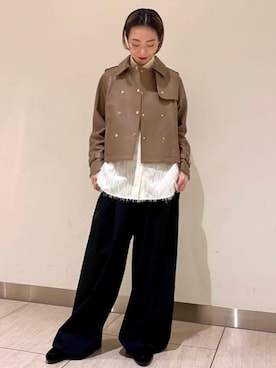「アイテム（スラックス）」を使った、Demi-Luxe BEAMSさん（レディース・164cm）の冬コーディネート