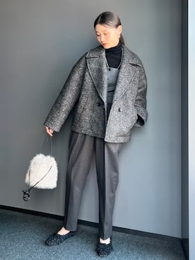 「バレエシューズ」｜「アイテム（ピーコート）」を使った、Demi-Luxe BEAMSさん（レディース・168cm）の秋コーディネート