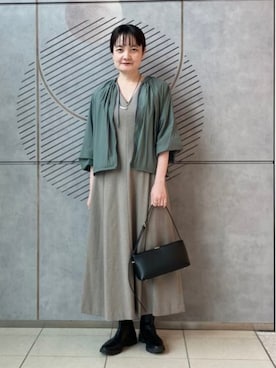 「Demi-Luxe BEAMS（デミルクス ビームス）の【6/11値下げ】AK+1 / Vネック フレア ノースリーブ ワンピ―ス（ワンピース、ブラウン系）」を使った、Demi-Luxe BEAMSさん（レディース・164cm）の夏コーディネート