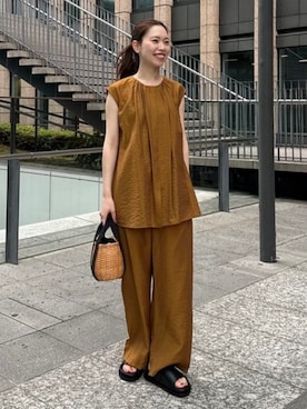 レーヨン リネン ドローストリング パンツ［手洗い可］を使った