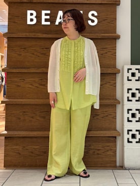 「Demi-Luxe BEAMS（デミルクス ビームス）のLAOCOONTE / VALEN SEDA フラット サンダル（Sandals、ブラウン系）」を使った、Demi-Luxe BEAMSさん（レディース・164cm）の春コーディネート