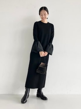 Demi-Luxe BEAMS / ブラック ニットドレス.Mを使った人気ファッション