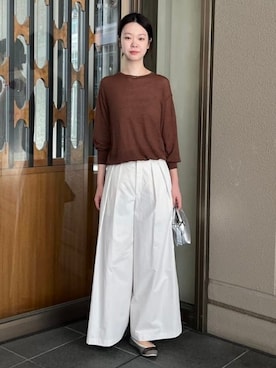 「Demi-Luxe BEAMS（デミルクス ビームス）のGIANNI CHIARINI / メタリック ALIFA レザーショルダーバッグ S（ショルダーバッグ）」を使った、Demi-Luxe BEAMSさん（レディース・176cm）の秋コーディネート
