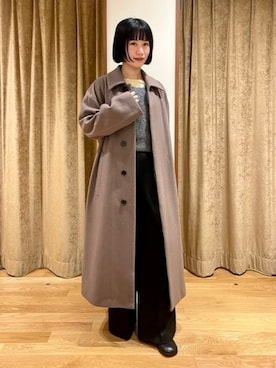 「グレー」｜「アイテム（ステンカラーコート）」を使った、Demi-Luxe BEAMSさん（レディース・155cm）の秋コーディネート