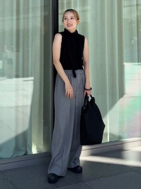 「ウールパンツ」｜Demi-Luxe BEAMSさん（レディース・162cm）の秋コーディネート