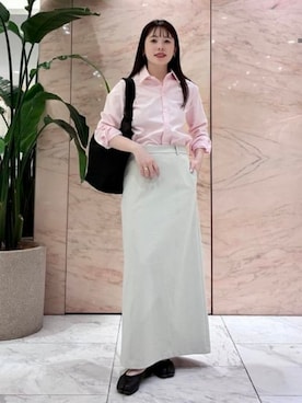 「Demi-Luxe BEAMS（デミルクス ビームス）のAK+1 / フロント 切り替え スカート（Skirt、ブラック系）」を使った、Demi-Luxe BEAMSさん（レディース・164cm）の春コーディネート