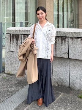「Demi-Luxe BEAMS（デミルクス ビームス）のAK+1 / アンブレラ スカート（スカート、グレー系）」を使った、Demi-Luxe BEAMSさん（レディース・157cm）の夏コーディネート