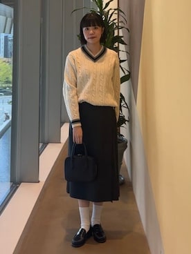 「白ソックス」｜Demi-Luxe BEAMSさん（レディース・158cm）の秋コーディネート