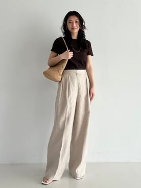 「ニットTシャツ」｜Demi-Luxe BEAMSさん（レディース・157cm）の春コーディネート