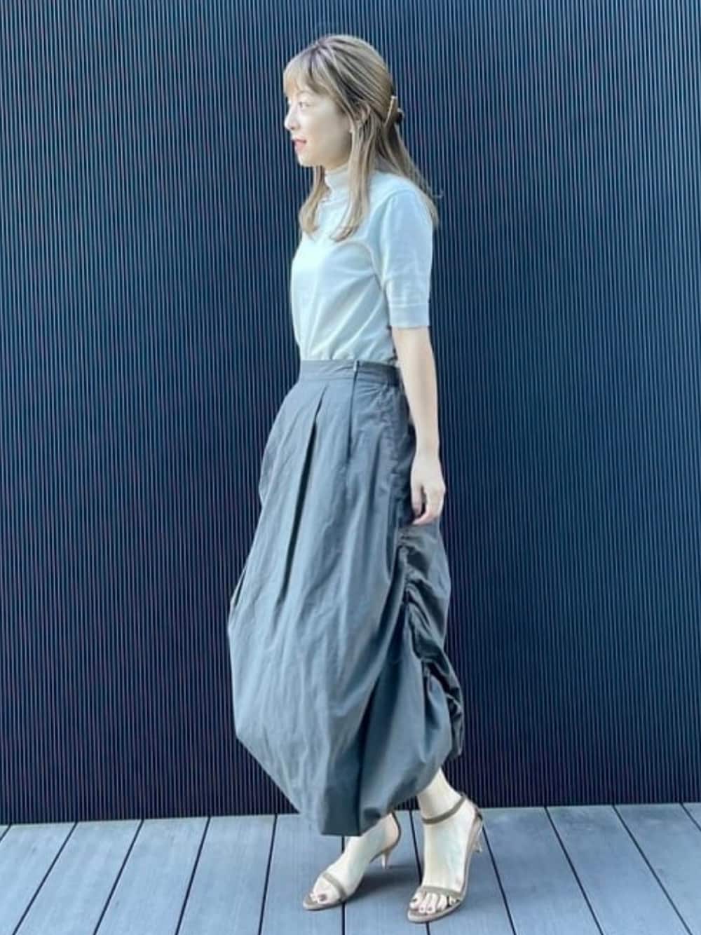 ニット セーター AK+1 / コットン 五分袖 ハイネックニット「手洗い可」 レディース Demi-Luxe BEAMS ニット セーター AK+1 / コットン 五分袖
