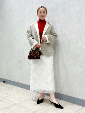 「アイテム（ノーカラーコート）」を使った、Demi-Luxe BEAMSさん（レディース・158cm）の秋コーディネート