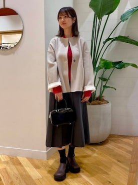 「アイテム（ノーカラーコート）」を使った、Demi-Luxe BEAMSさん（レディース・163cm）の秋コーディネート