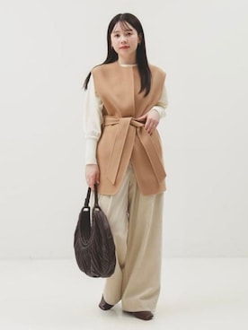 「Demi-Luxe BEAMS（デミルクス ビームス）のボートネック レディ ニット .M（ニット/セーター、ホワイト系）」を使った、Demi-Luxe BEAMSさん（レディース・158cm）の秋コーディネート