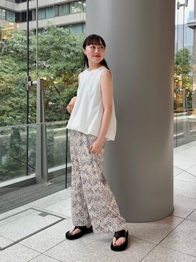 「花柄パンツ」｜Demi-Luxe BEAMSさん（レディース・158cm）の夏コーディネート