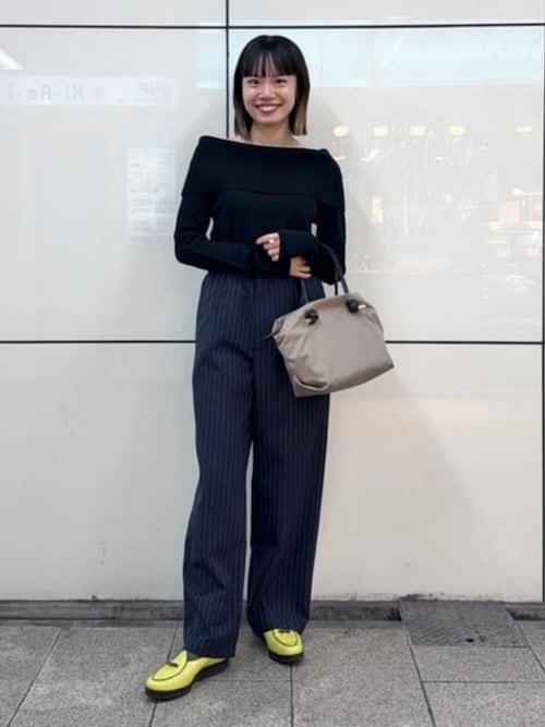 デミルクスビームス　レーヨン ポリエステル オフショルダー プルオーバー ニット Demi-Luxe BEAMS（デミルクス ビームス）レーヨン ポリエステル オフ