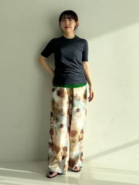 「Demi-Luxe BEAMS（デミルクス ビームス）のAK+1 / シアー Tシャツ（T Shirts、ブルー系）」を使った、Demi-Luxe BEAMSさん（レディース・164cm）の春コーディネート
