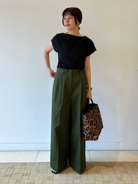 「Demi-Luxe BEAMS（デミルクス ビームス）の【別注】NOMADIS / SAC2 WIDE レオパード ロゴ トートバッグ（トートバッグ、その他）」を使った、Demi-Luxe BEAMSさん（レディース・164cm）の夏コーディネート