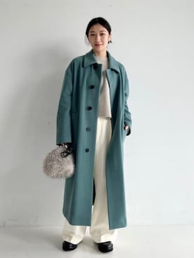 「オフィスカジュアル」｜「アイテム（ステンカラーコート）」を使った、Demi-Luxe BEAMSさん（レディース・157cm）の秋コーディネート