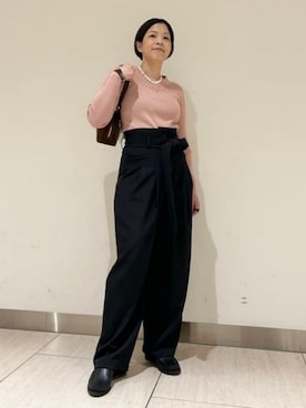 「ピンクニット」｜Demi-Luxe BEAMSさん（レディース・154cm）の秋コーディネート