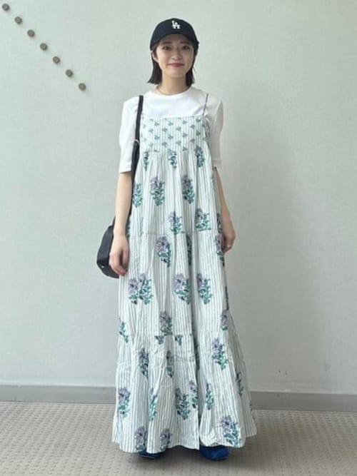 美品　ヌキテパ　プリントマキシ丈　キャミワンピース　F 美品 ヌキテパ プリントマキシ丈 キャミワンピース F - メルカリ