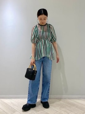 「upperhights（アッパーハイツ）のアイテム（パンツ）」を使った、Demi-Luxe BEAMSさん（レディース・158cm）の夏コーディネート