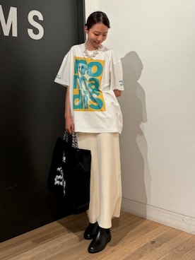 「Demi-Luxe BEAMS（デミルクス ビームス）の【別注】NOMADIS / for Dog Lovers Tシャツ（Tシャツ/カットソー、その他）」を使った、Demi-Luxe BEAMSさん（レディース・157cm）の夏コーディネート