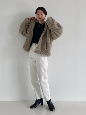 「ホワイトデニム」｜「アイテム（ブルゾン）」を使った、Demi-Luxe BEAMSさん（レディース・162cm）の秋コーディネート