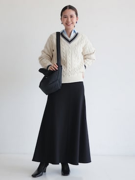 「アイテム（イヤリング）」を使った、Demi-Luxe BEAMSさん（レディース・160cm）の秋コーディネート