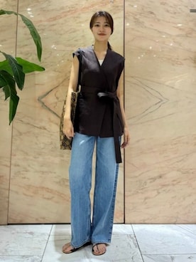 「upperhights（アッパーハイツ）のアイテム（パンツ）」を使った、Demi-Luxe BEAMSさん（レディース・159cm）の夏コーディネート
