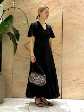 「MARIHA（マリハ）の【別注】MARIHA / せせらぎのワンピース ソリッド（ワンピース、ブラック系）」を使った、Demi-Luxe BEAMSさん（レディース・157cm）の夏コーディネート