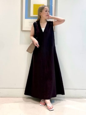 「Demi-Luxe BEAMS（デミルクス ビームス）のVIOLAd’ORO / ナイロン ボディーバッグ（Shoulderbag、ブラウン系）」を使った、Demi-Luxe BEAMSさん（レディース・164cm）の春コーディネート