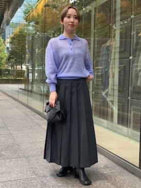 「ポロニット」｜Demi-Luxe BEAMSさん（レディース・153cm）の秋コーディネート