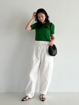 「Demi-Luxe BEAMS（デミルクス ビームス）のポインテッド ヌードサンダル .M（Sandals、ブラック系）」を使った、Demi-Luxe BEAMSさん（レディース・164cm）の春コーディネート