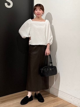 「レザースカート」｜Demi-Luxe BEAMSさん（レディース・155cm）の夏コーディネート