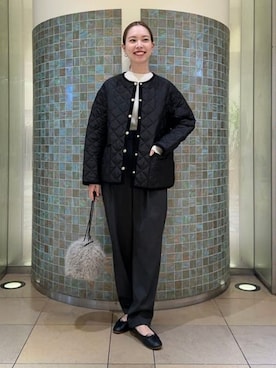 「バレエシューズ」｜「アイテム（ブルゾン）」を使った、Demi-Luxe BEAMSさん（レディース・161cm）の秋コーディネート
