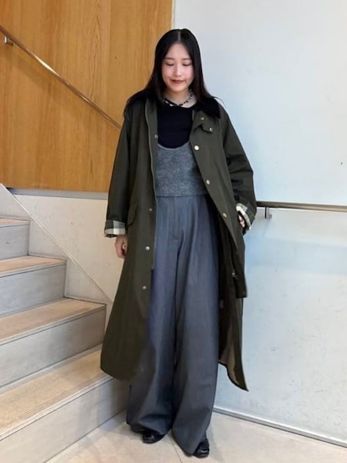Barbour×YLEVE ロングコートネイビー 中古・古着通販】Barbour (バブアー) バーレー ロングコート