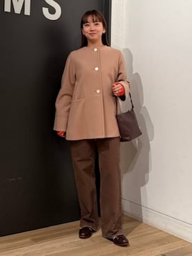 「アイテム（ノーカラーコート）」を使った、Demi-Luxe BEAMSさん（レディース・153cm）の秋コーディネート