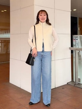 「upperhights（アッパーハイツ）の【別注】upper hights / THE SISTER デニムパンツ BRUME（デニムパンツ、ブルー系）」を使った、Demi-Luxe BEAMSさん（レディース・158cm）の秋コーディネート