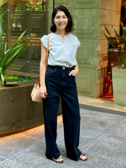 tシャツ キーネック フレンチスリーブ プルオーバー「手洗い可」 レディース セール】キーネック フレンチスリーブ プルオーバー（Tシャツ